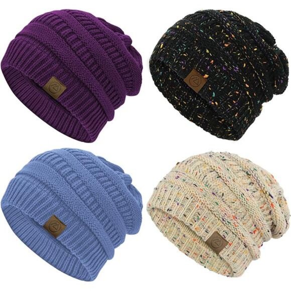 4 Pcs Women's Winter Hats Cable Knit Beanie Soft Beanies Thick Winter Hat